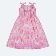 Vestido Infantil Bambollina Três Marias Estampa Floral Rosa - costas do vestido infantil