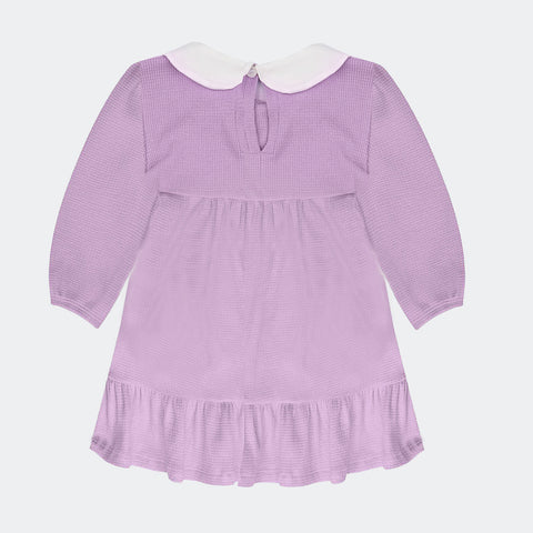 Vestido de Bebê Infanti Manga Longa Ursa Lilás - costas vestido bebe