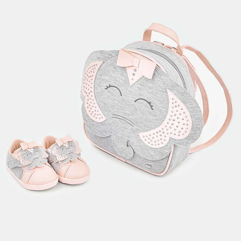 Mochila Infantil Feminina Elefantinha Mescla Com Rosa - pampili