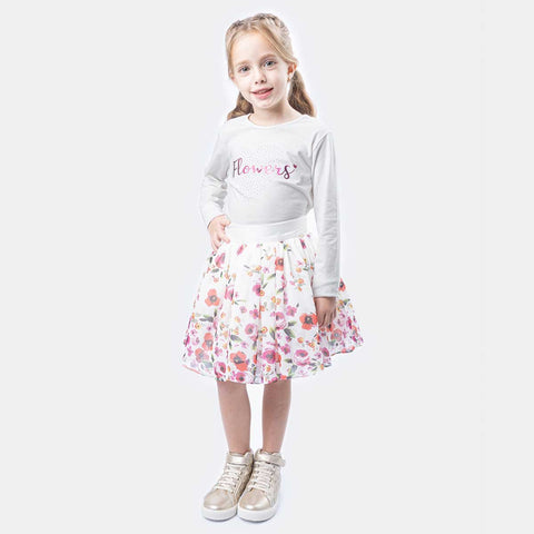 Saia Tutu Infantil Pampili Flowers Off White - pampili