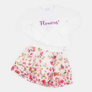 Saia Tutu Infantil Pampili Flowers Off White - pampili