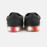 Slip On De Led Infantil Pampili Luna Em Glitter Preto Com Dourado - pampili