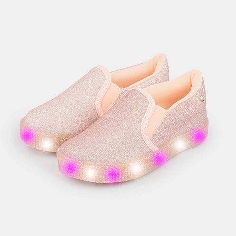 Slip On De Led Infantil Pampili Luna Em Glitter Rosa Glace - pampili