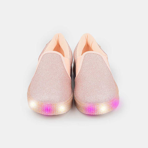 Slip On De Led Infantil Pampili Luna Em Glitter Rosa Glace - pampili