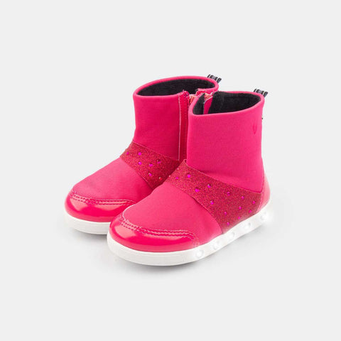 Tênis De Led Infantil Pampili Sneaker Luz Estilo Botinha Pink - pampili