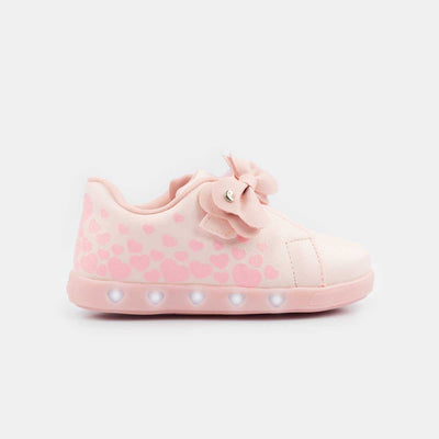 Tênis De Led Infantil Sneaker Luz Cano Médio Corações Rosa Bale - pampili