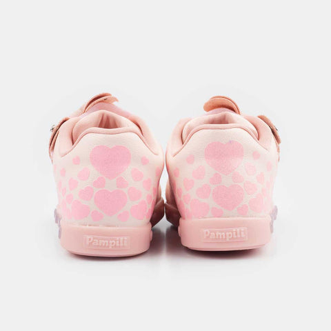 Tênis De Led Infantil Sneaker Luz Cano Médio Corações Rosa Bale - pampili