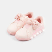 Tênis De Led Infantil Sneaker Luz Cano Médio Corações Rosa Bale - pampili