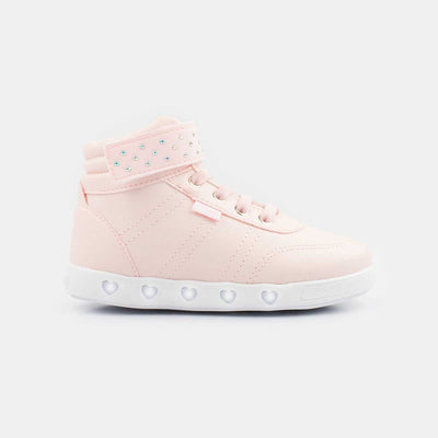 Tênis De Led Infantil Sneaker Luz Cano Médio Rosa Bale - pampili