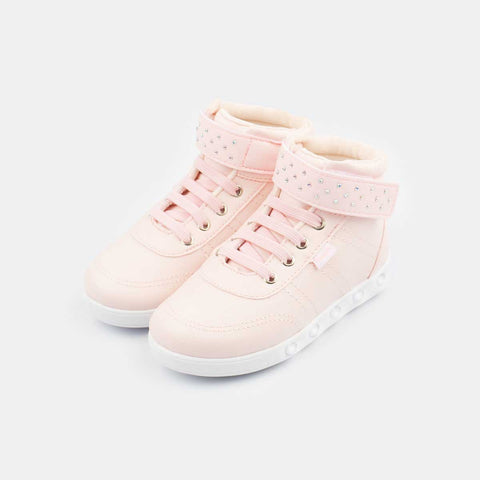 Tênis De Led Infantil Sneaker Luz Cano Médio Rosa Bale - pampili