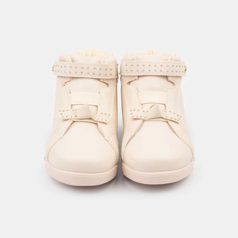 Tênis De Led Infantil Sneaker Luz Com Tachas Nude Com Dourado - pampili