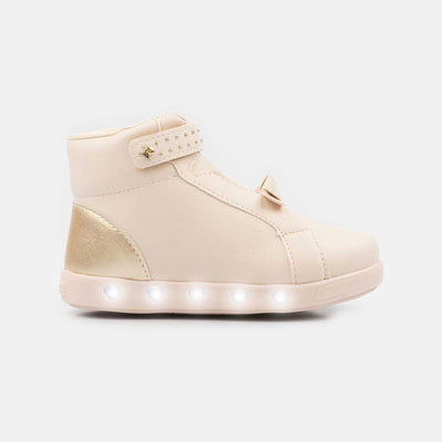 Tênis De Led Infantil Sneaker Luz Com Tachas Nude Com Dourado - pampili