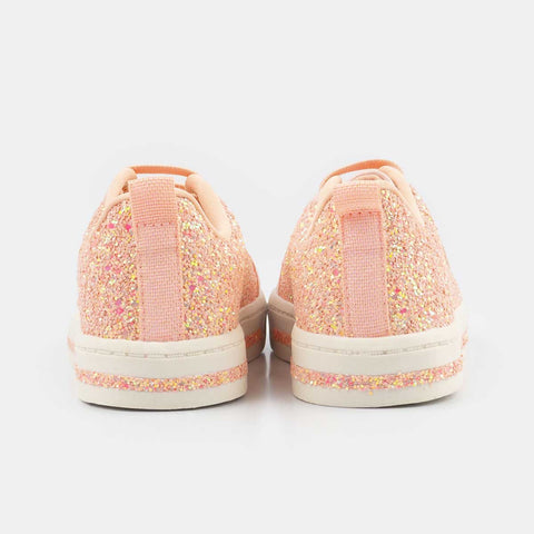 Tênis Infantil Pampili Mini Blog Com Glitter E Coração Rosa Novo - pampili